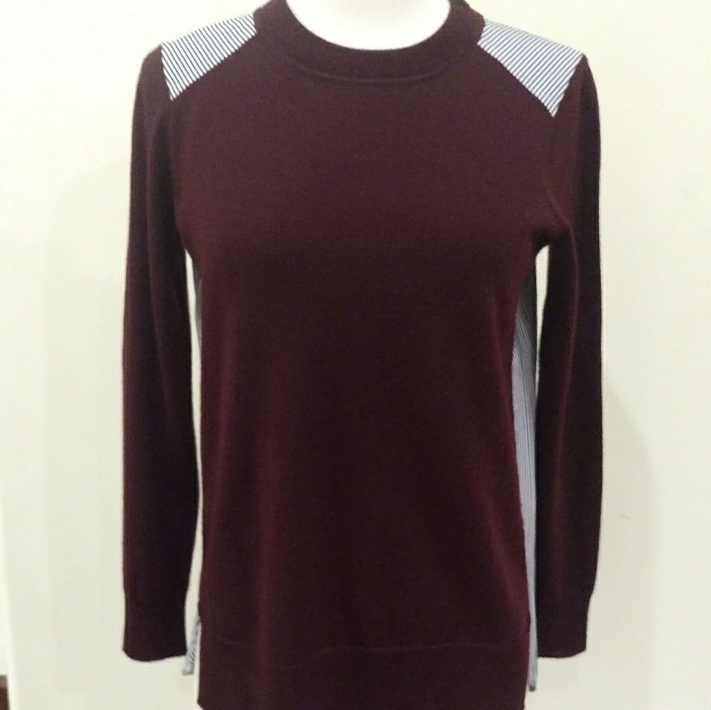 Maroon thin sweater with striped cotton back